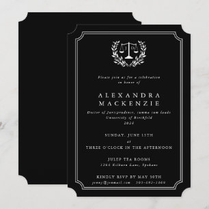 Invitación Escalas JD Negro/Blanco + Graduación Corona de Lau