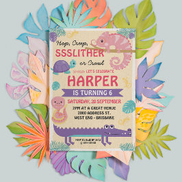 Invitación Escalas y colas Cumpleaños del Reptil Chica