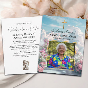 Invitación Escalera floral al cielo Celebración de la vida Fo