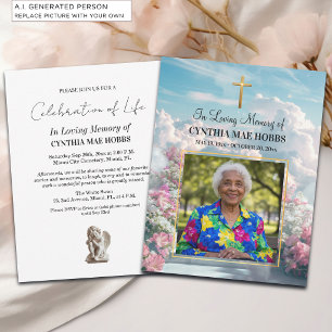 Invitación Escalera floral al cielo Celebración de la vida Fo