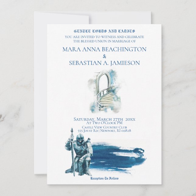 Invitación *~* Escaleras Castillo Medieval Fantasía Boda Caba (Anverso)
