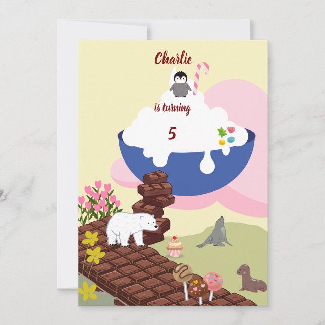Invitación Escaleras de chocolate para el cumpleaños de la Cr (Anverso)