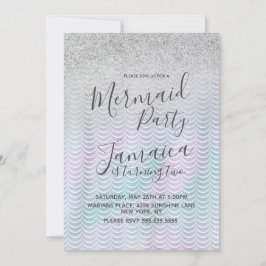 Invitación Escamas de purpurina de sirena Cumpleaños   