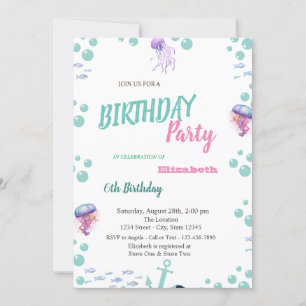 Invitación Escamas de sirena cola mar verano fiesta de cumple