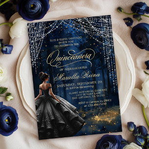 Invitación Escándalo Bosque Negro Vestido Quinceañera