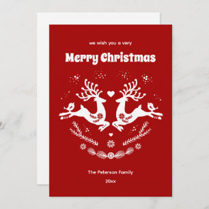 Invitación Escándalo festivo lindo Navidad blanco rojo venado