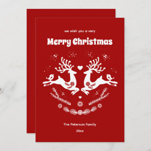 Invitación Escándalo festivo lindo Navidad blanco rojo venado