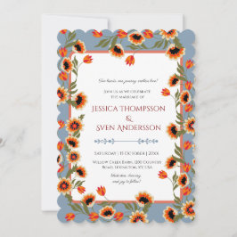 Invitación Escándalo floral rústico Boda de inspiración folcl