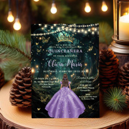 Invitación Escándalo Lilac púrpura del bosque XV Quinceañera