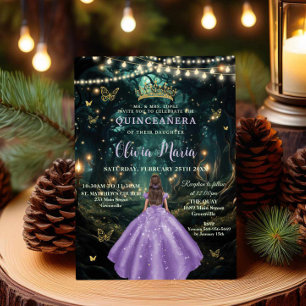 Invitación Escándalo Lilac púrpura del bosque XV Quinceañera