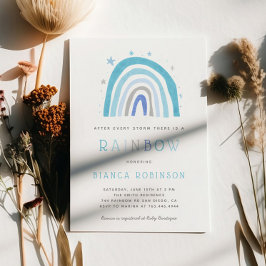 Invitación Escándalo niño azul arco iris ducha