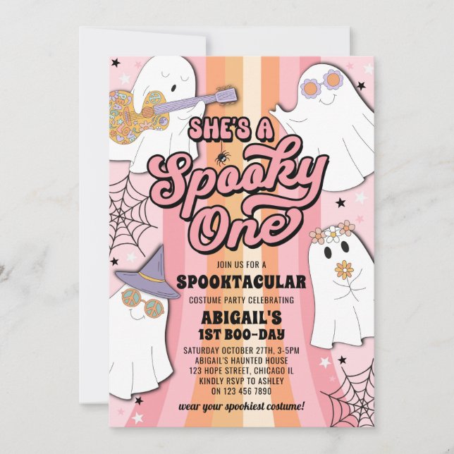 Invitación Escandaloso Fiesta de primer cumpleaños de Groovy  (Anverso)