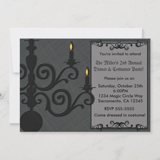 Invitación Escandaloso Fiesta de vestuario de candelabros de  (Anverso)