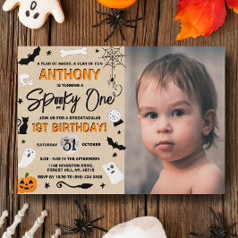 Invitación ¡Escandaloso! Fotos de cumpleaños 1 de Halloween