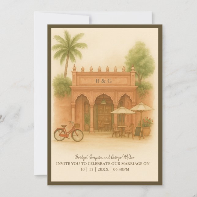 Invitación Escapada de bodas en el patio de la India (Anverso)