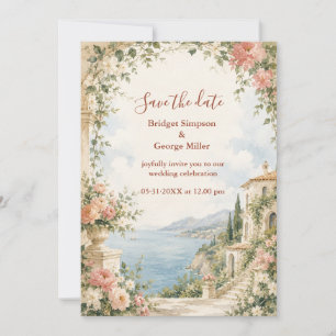 Invitación Escape de Boda Tropical de Lujo en Rosa Dorado