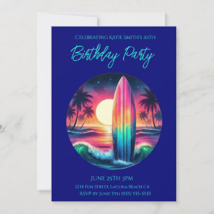 Invitación Escape de la fiesta de cumpleaños-surf-