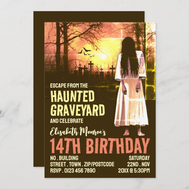 Invitación Escape de la sala de temas de Graveyard en casa fi (Anverso / Reverso)