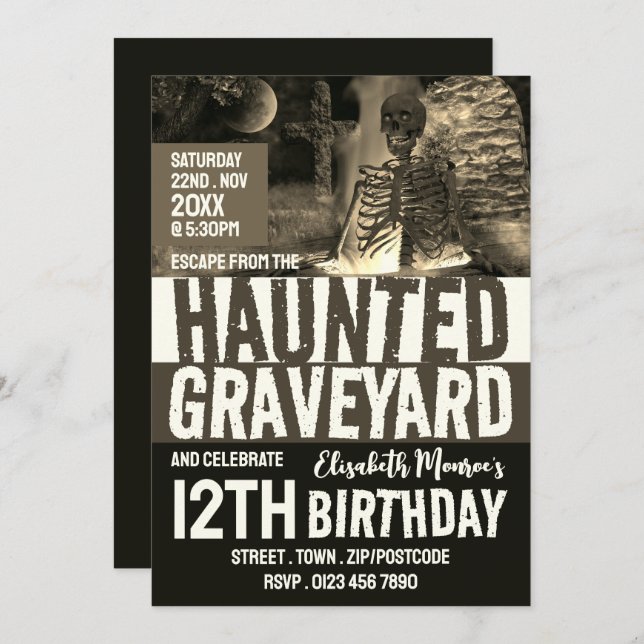 Invitación Escape de la sala de temas de Graveyard en casa fi (Anverso / Reverso)