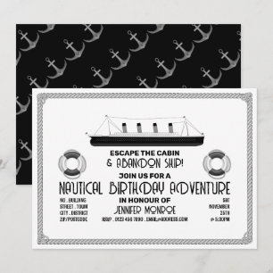 Invitación Escape del tema del barco hundiéndose, fiesta de c