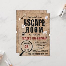 Invitación Escape Room Clubs Birthday Party, Any Age