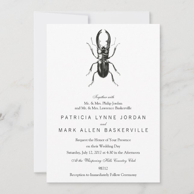 Invitación Escarabajo Lucanus Metallicus (Anverso)