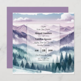 Invitación Escarcha de lavanda en el Boda húmedo alpino