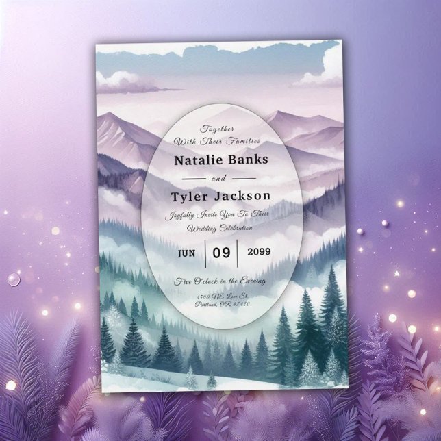 Invitación Escarcha de lavanda en el Boda húmedo alpino (Subido por el creador)