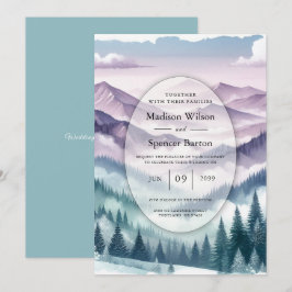 Invitación Escarcha de lavanda en el Boda húmedo alpino