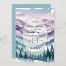 Invitación Escarcha de lavanda en el Boda húmedo alpino