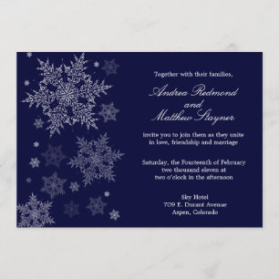 Invitación escarchada de la boda del copo de nieve