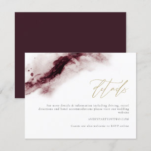 Invitación ESCARLETA  Boho Burgundy y Gold Details Card