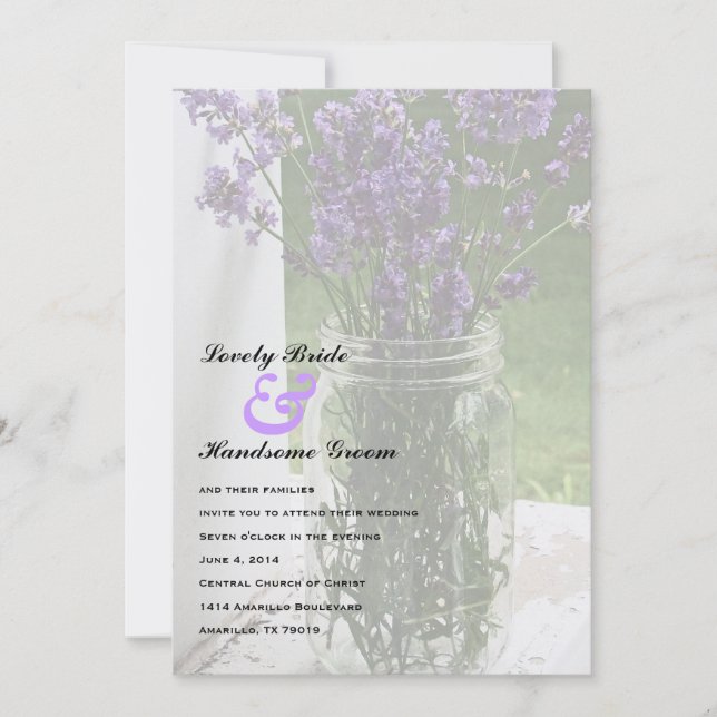Invitación escarpada de la boda de la lavanda del (Anverso)