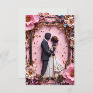 Invitación Escena Boda de silueta de papel romántico