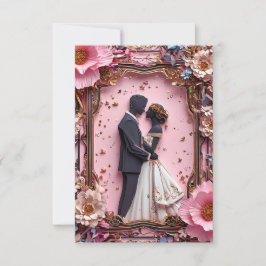 Invitación Escena de boda con silueta de papel romántico