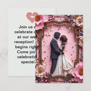 Invitación Escena de boda con silueta de papel romántico
