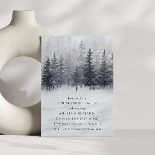 Invitación Escena de bosque invernal acuarela fiesta de compr