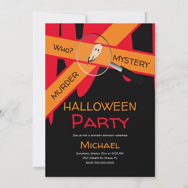 Invitación Escena de crímenes de cena de asesinato Halloween  (Anverso)