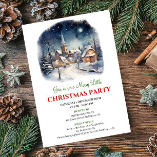 Invitación Escena de fiesta de Navidad minimalista en la ciud