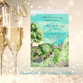 Invitación Escena de jardín de acuarela Aniversario personali
