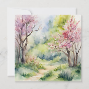 Invitación Escena de la naturaleza de la primavera acuarela
