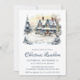 Invitación Escena de merienda de Navidad con acuarela de invi