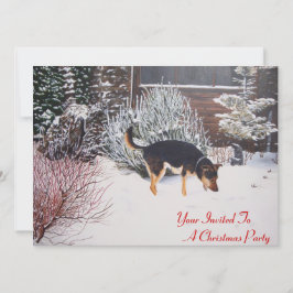 Invitación Escena de nieve con navidades de perros lindos neg