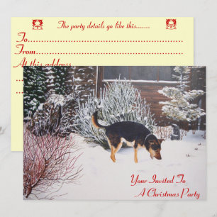 Invitación Escena de nieve con navidades de perros lindos neg
