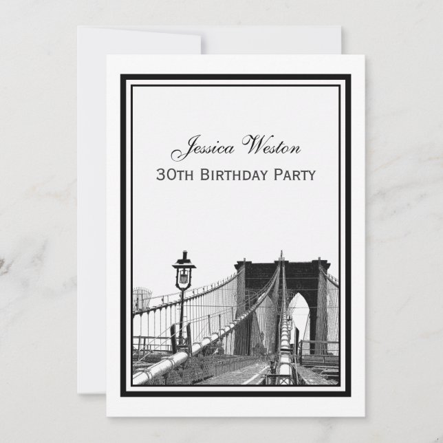 Invitación Escena de Nueva York Puente de Brooklyn #2 Fiesta  (Anverso)