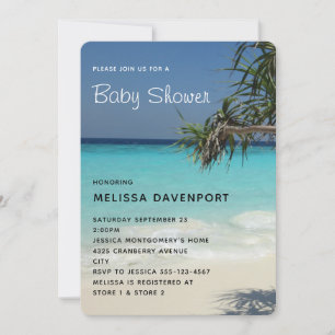 Invitación Escena de Playa del Océano Azul Tropical Foto Baby