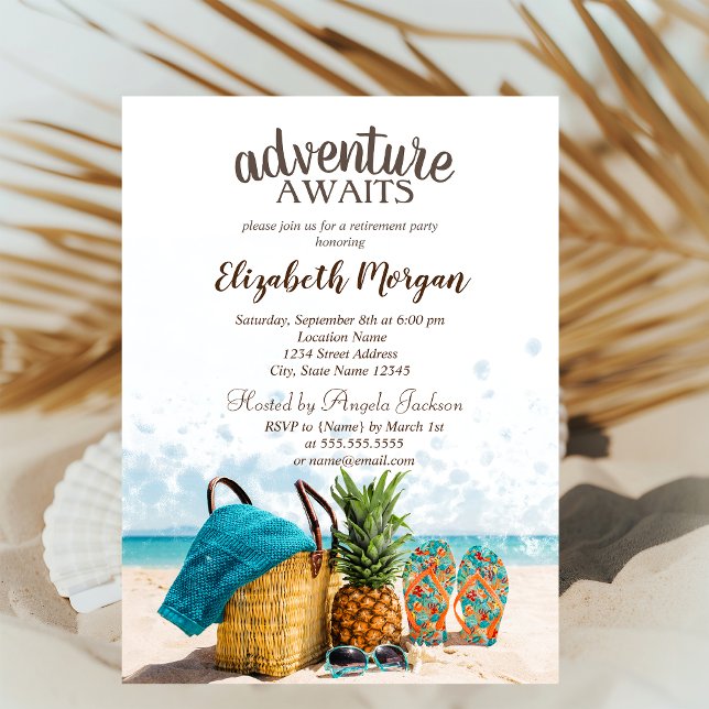 Invitación Escena de playa, Fiesta de Jubilación de Piña (Subido por el creador)