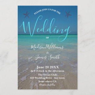 Invitación Escena de playa tropical arenas blancas boda moder