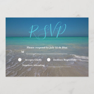 Invitación Escena de playa tropical Arenas blancas RSVP de bo