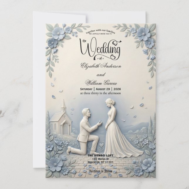 Invitación Escena de propuesta romántica de boda   (Anverso)